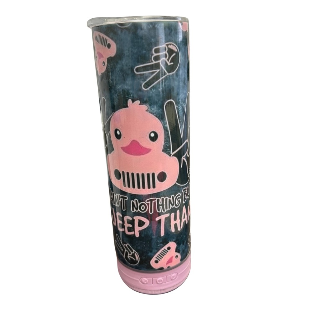 Pink Jeep Tumbler with Bluetooth Speaker – For Sale! 🚙 🦆